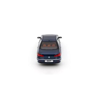 Peugeot 607 3.0 V6 Phase 2 Blue Montebello 2008 OttO mobile 1:18 Resinemodell (Türen, Motorhaube... nicht zu öffnen!)